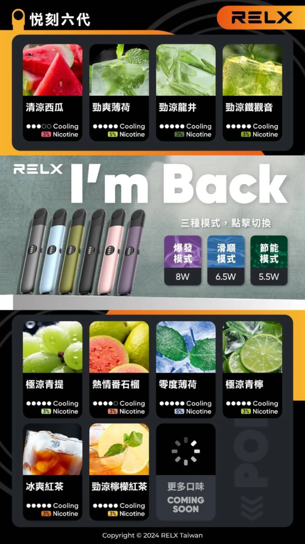 RELX悅刻六代煙彈✨1組三顆 😍不通用一代 ✨ 全新升級 更醇厚的霧化體驗 💖1.9ML*3顆裝